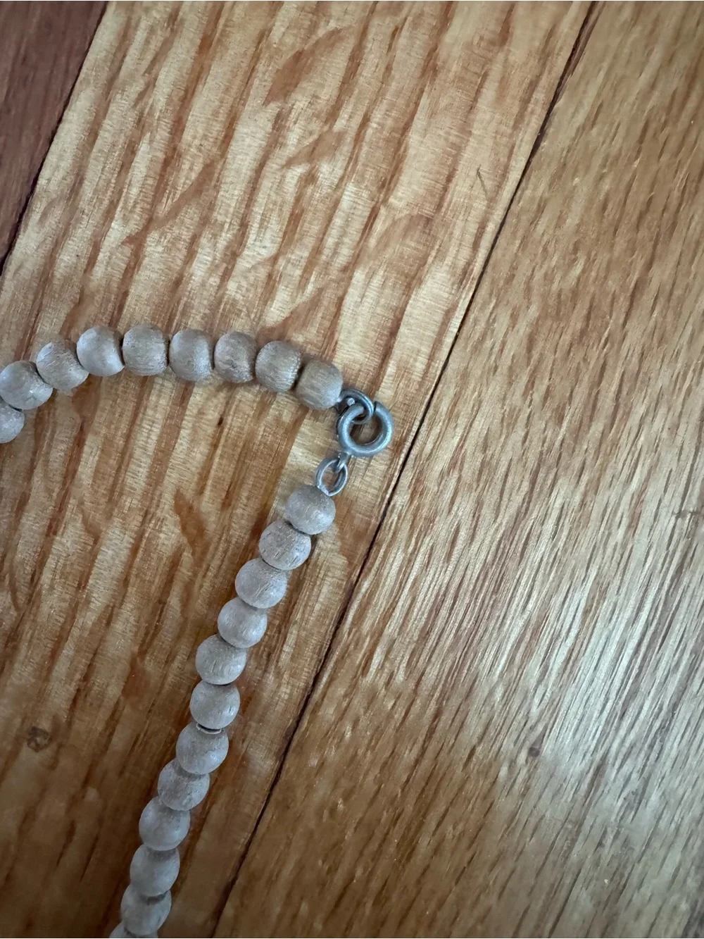 Vintage Wood Beaded Statement Necklace - Beige